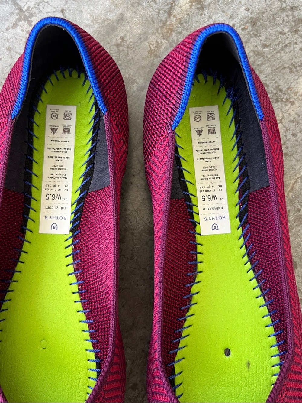 Rothy’s The Point Cabernet Herringbone Magenta / Maroon Flats Women's 6.5 - Picture 6 of 11